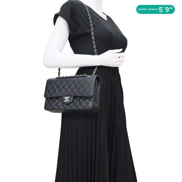 Chanel Small Classic Flap Quilted Caviar Leather Shoulder Bag Black - Picture 2 of 15